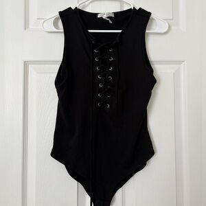 black lace up bodysuit